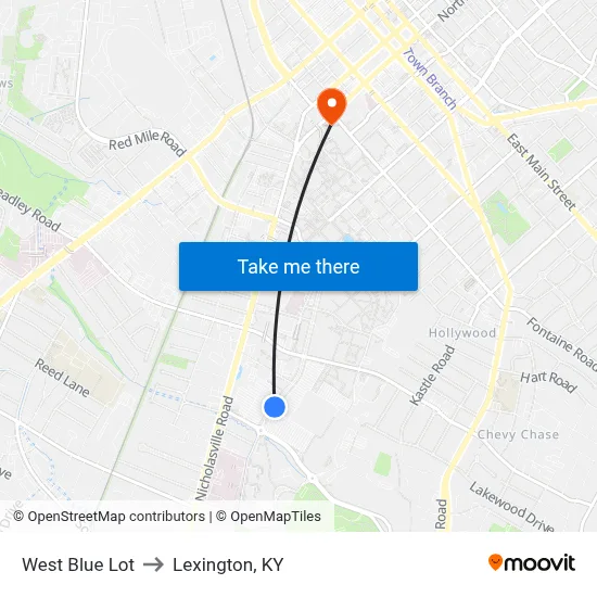West Blue Lot to Lexington, KY map