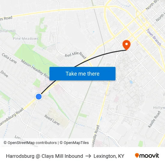 Harrodsburg @ Clays Mill Inbound to Lexington, KY map