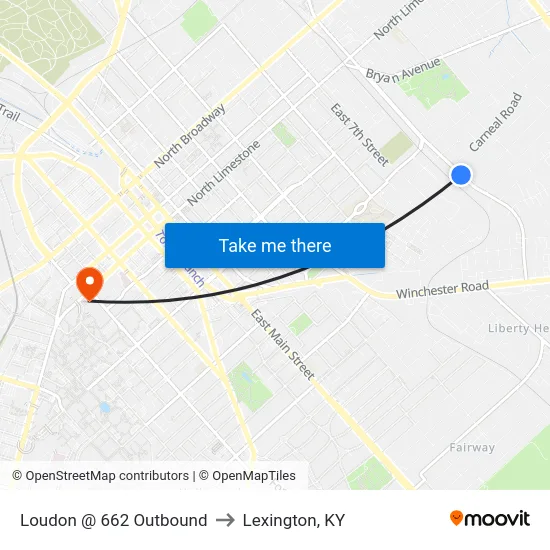 Loudon @ 662 Outbound to Lexington, KY map