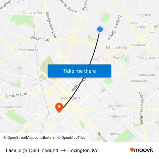 Lasalle @ 1583 Inbound to Lexington, KY map