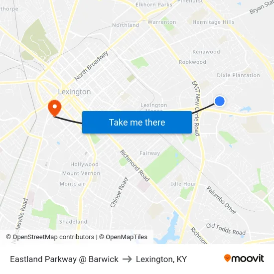Eastland Parkway @ Barwick to Lexington, KY map