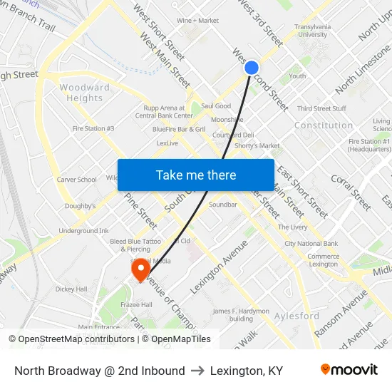 North Broadway @ 2nd Inbound to Lexington, KY map