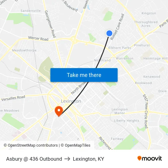 Asbury @ 436 Outbound to Lexington, KY map