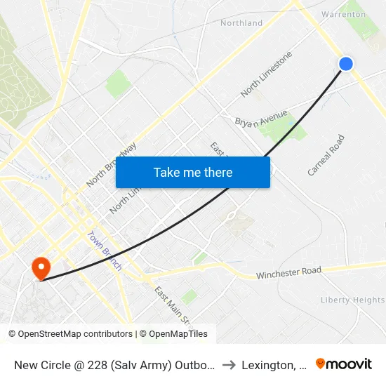 New Circle @ 228 (Salv Army) Outbound to Lexington, KY map