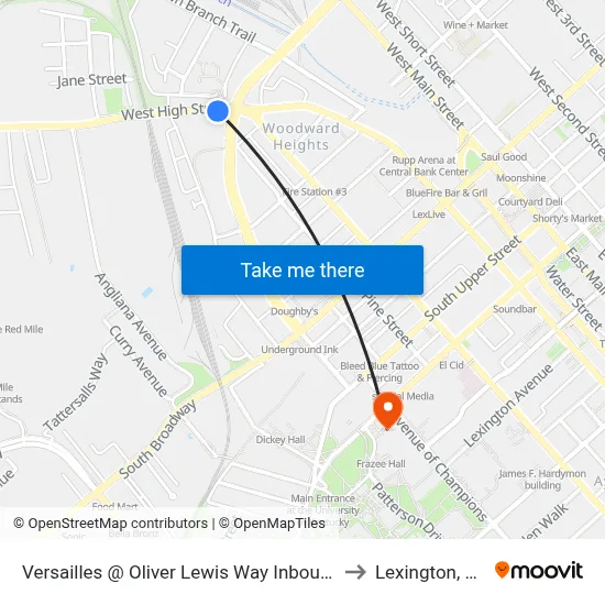 Versailles @ Oliver Lewis Way Inbound to Lexington, KY map