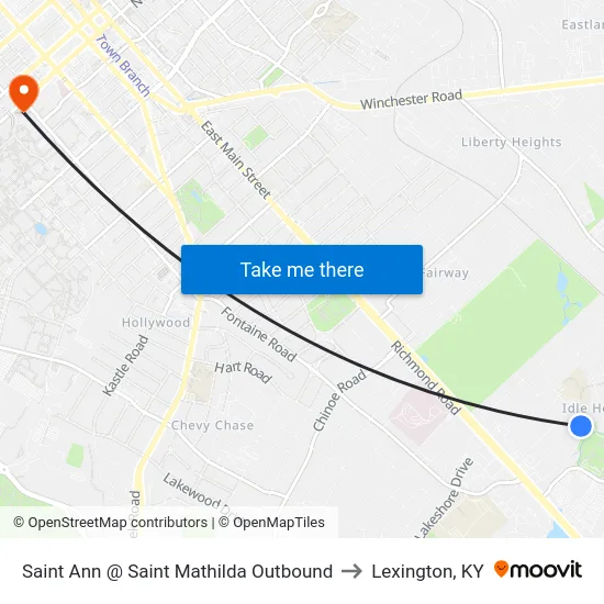 Saint Ann @ Saint Mathilda Outbound to Lexington, KY map