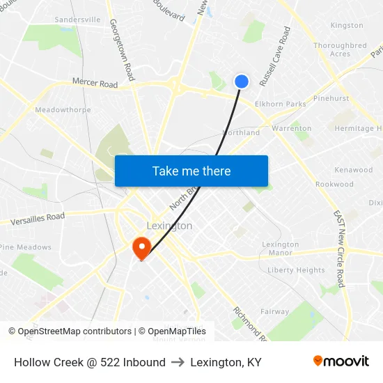 Hollow Creek @ 522 Inbound to Lexington, KY map