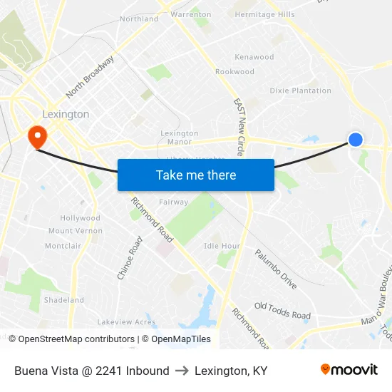Buena Vista @ 2241 Inbound to Lexington, KY map