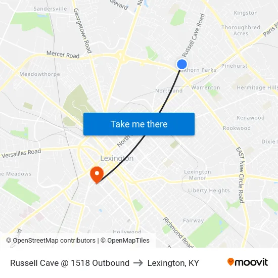 Russell Cave @ 1518 Outbound to Lexington, KY map