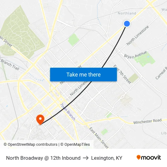 North Broadway @ 12th Inbound to Lexington, KY map