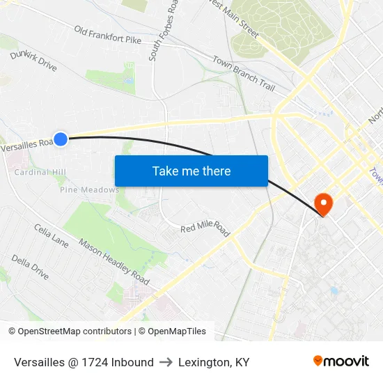 Versailles @ 1724 Inbound to Lexington, KY map