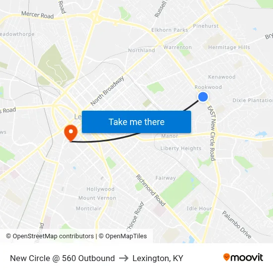 New Circle @ 560 Outbound to Lexington, KY map