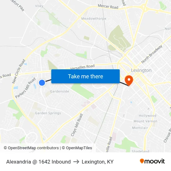 Alexandria @ 1642 Inbound to Lexington, KY map