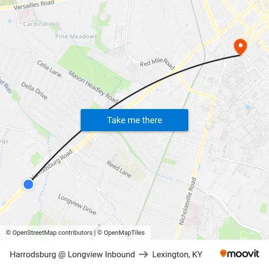 Harrodsburg @ Longview Inbound to Lexington, KY map