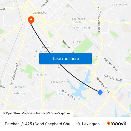 Patchen @ 425 (Good Shepherd Church) to Lexington, KY map
