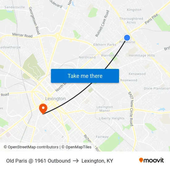 Old Paris @ 1961 Outbound to Lexington, KY map