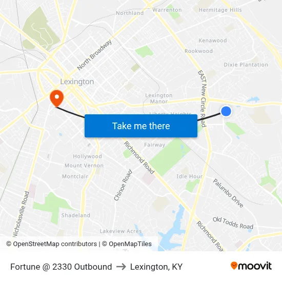 Fortune @ 2330 Outbound to Lexington, KY map