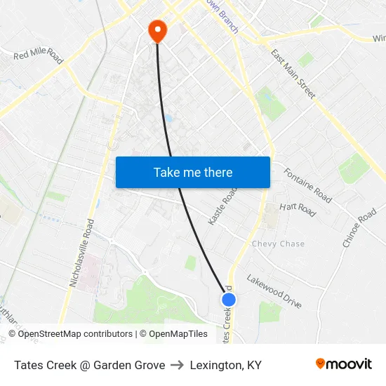 Tates Creek @ Garden Grove to Lexington, KY map