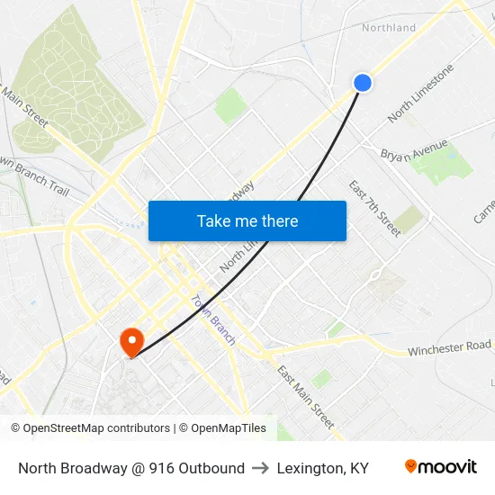 North Broadway @ 916 Outbound to Lexington, KY map