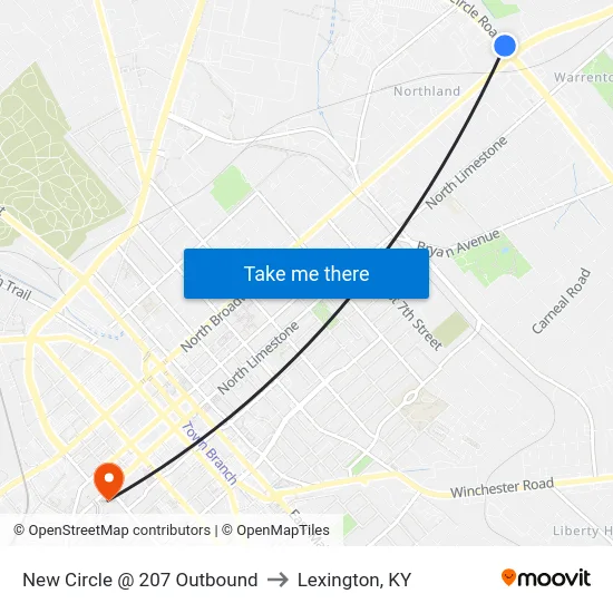 New Circle @ 207 Outbound to Lexington, KY map
