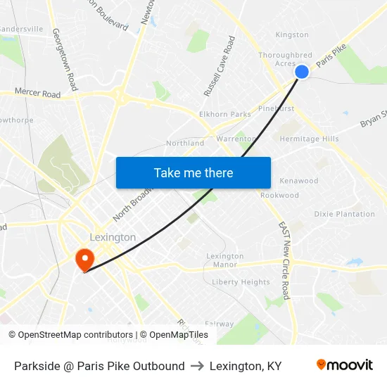 Parkside @ Paris Pike Outbound to Lexington, KY map