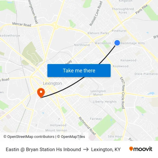 Eastin @ Bryan Station Hs Inbound to Lexington, KY map