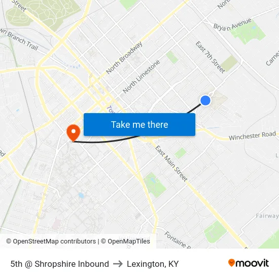 5th @ Shropshire Inbound to Lexington, KY map