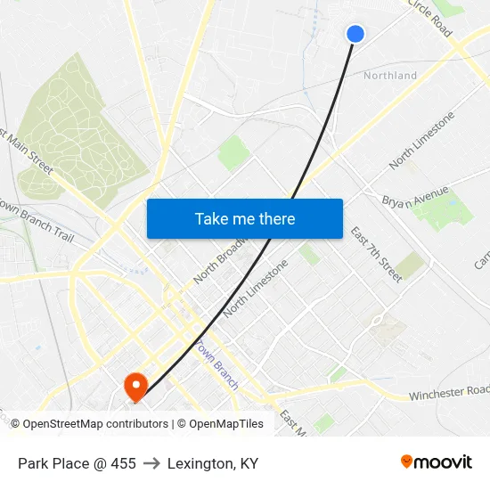 Park Place @ 455 to Lexington, KY map