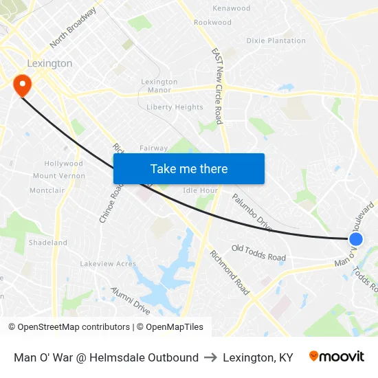 Man O' War @ Helmsdale Outbound to Lexington, KY map