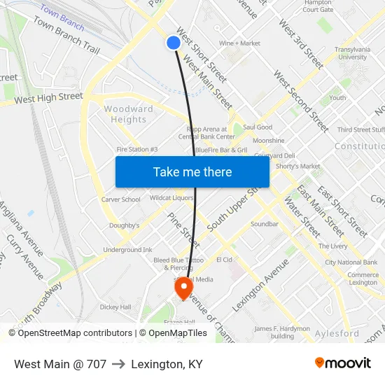 West Main @ 707 to Lexington, KY map