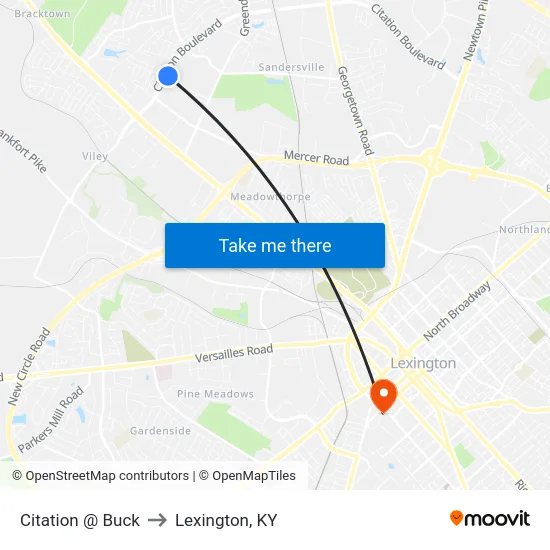 Citation @ Buck to Lexington, KY map
