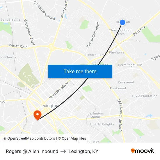 Rogers @ Allen Inbound to Lexington, KY map