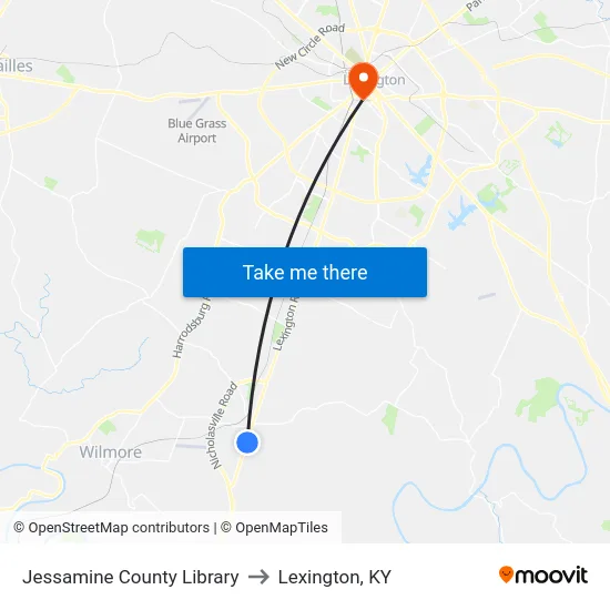 Jessamine County Library to Lexington, KY map
