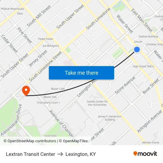 Lextran Transit Center to Lexington, KY map