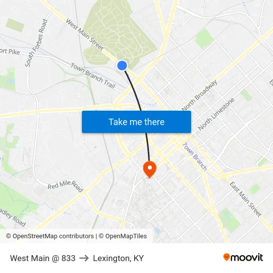 West Main @ 833 to Lexington, KY map
