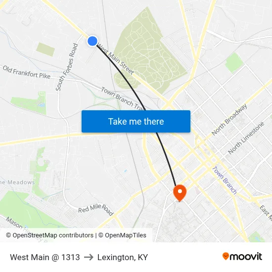 West Main @ 1313 to Lexington, KY map