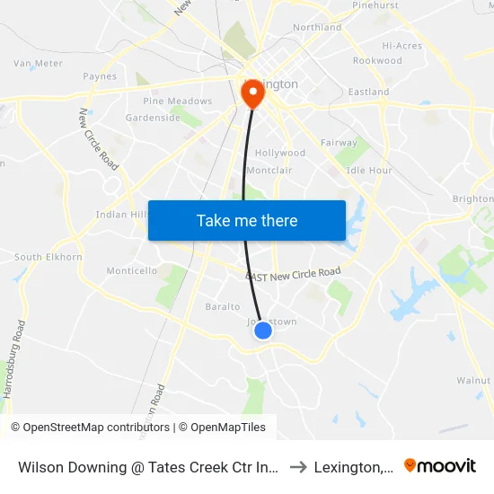 Wilson Downing @ Tates Creek Ctr Inbound to Lexington, KY map