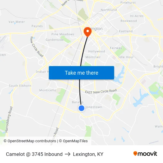 Camelot @ 3745 Inbound to Lexington, KY map