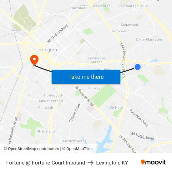 Fortune @ Fortune Court Inbound to Lexington, KY map