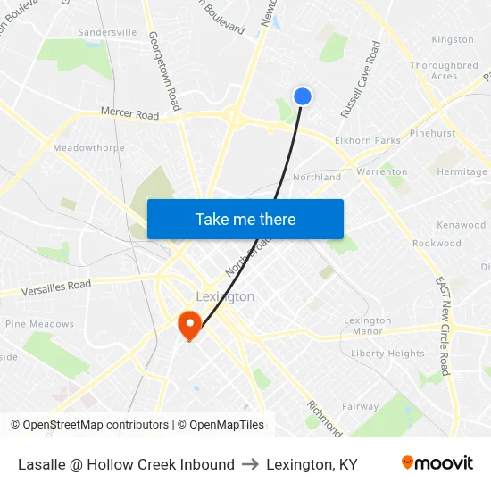 Lasalle @ Hollow Creek Inbound to Lexington, KY map