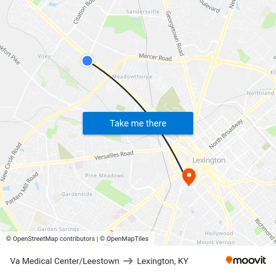 Va Medical Center/Leestown to Lexington, KY map