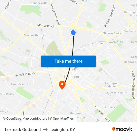 Lexmark Outbound to Lexington, KY map