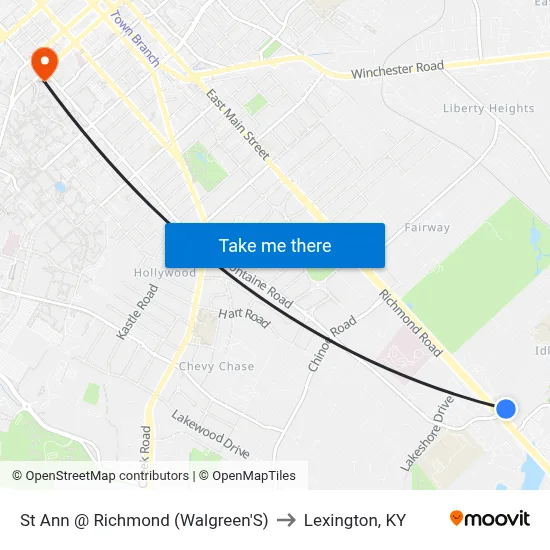 St Ann @ Richmond (Walgreen'S) to Lexington, KY map
