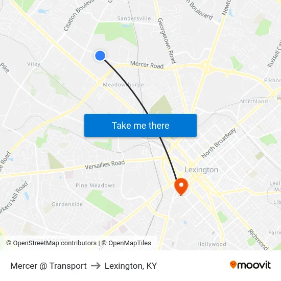 Mercer @ Transport to Lexington, KY map