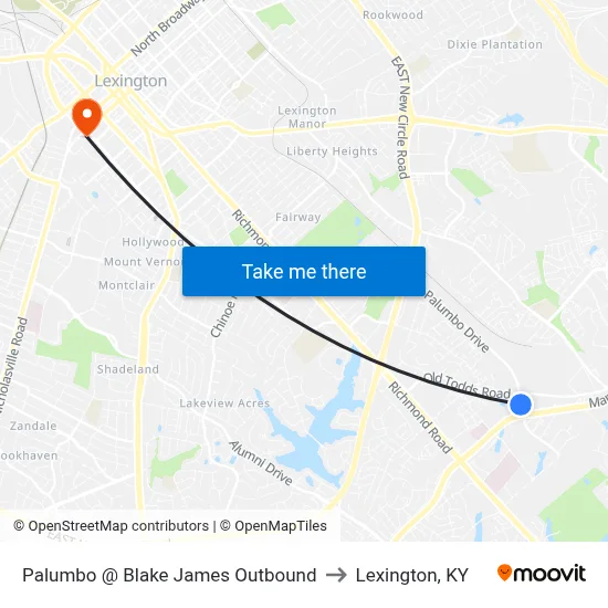 Palumbo @ Blake James Outbound to Lexington, KY map