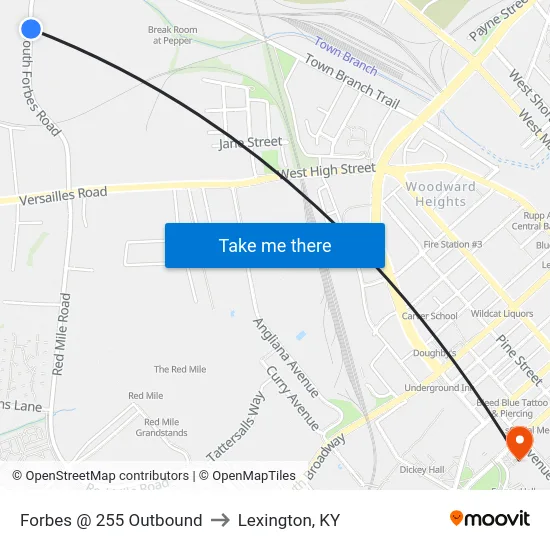 Forbes @ 255 Outbound to Lexington, KY map