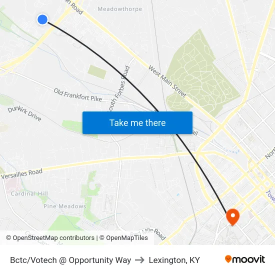 Bctc Leestown Campus to Lexington, KY map