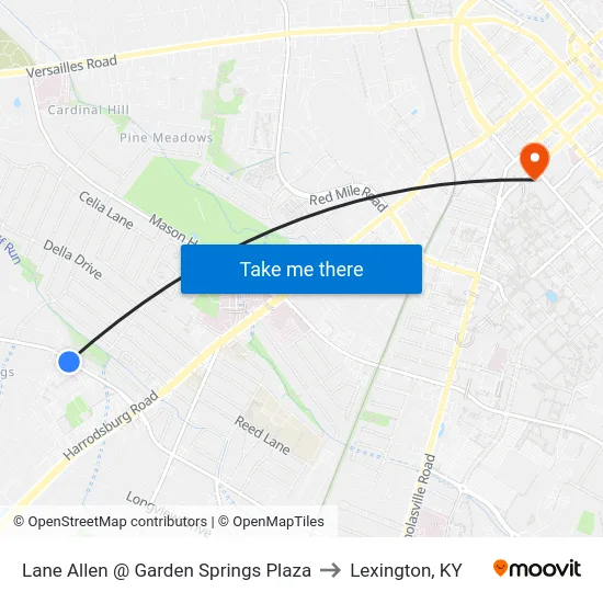Lane Allen @ Garden Springs Plaza to Lexington, KY map