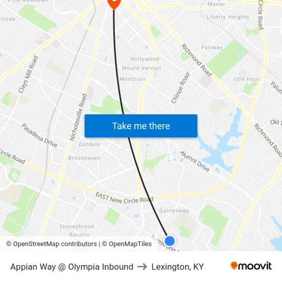 Appian Way @ Olympia Inbound to Lexington, KY map