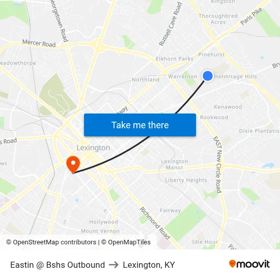 Eastin @ Bshs Outbound to Lexington, KY map